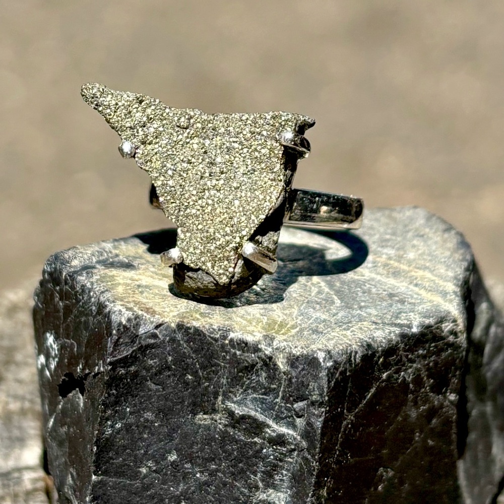 Rainbow Pyrite Druzy Ring - Picture 8 of 14